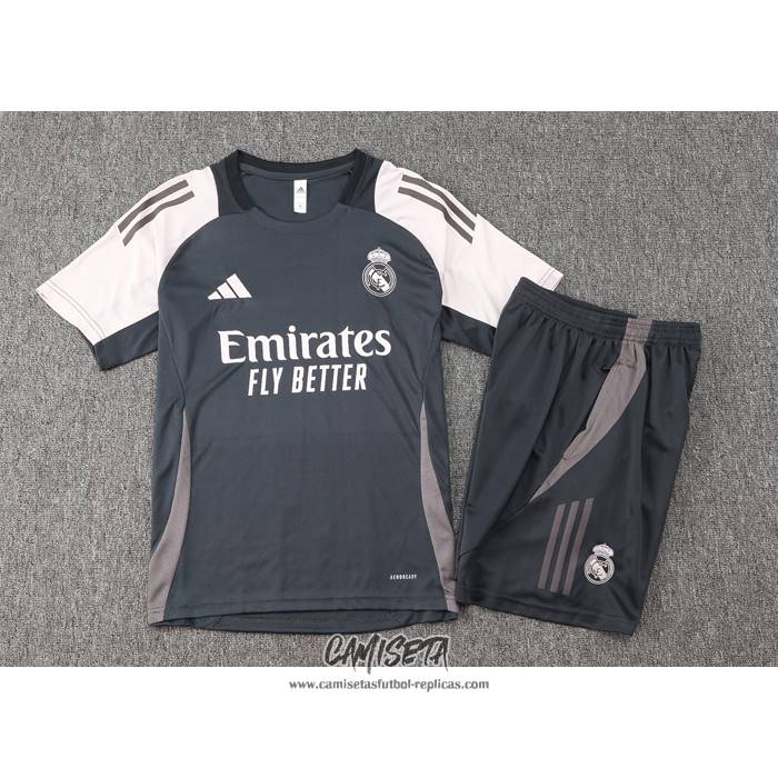 Chandal del Real Madrid 2024-2025 Manga Corta Gris - Pantalon Corto